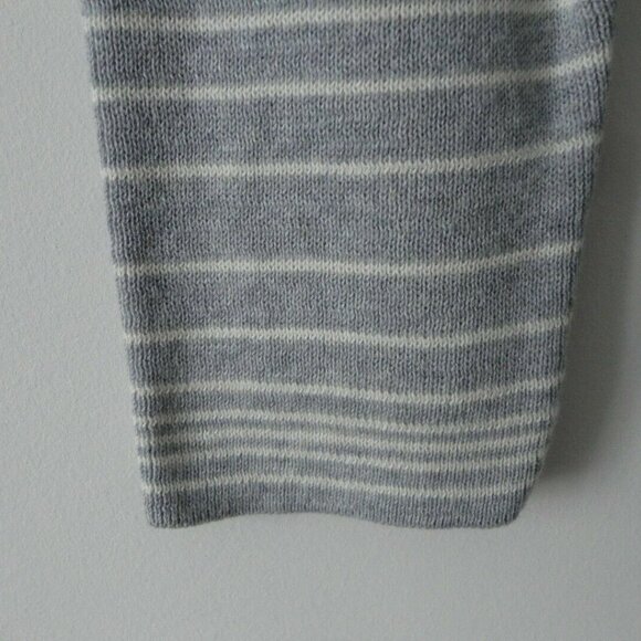 New EILEEN FISHER Grey White Stripe Organic Cotton Crew Neck Box Top Sweater S - Picture 4 of 7